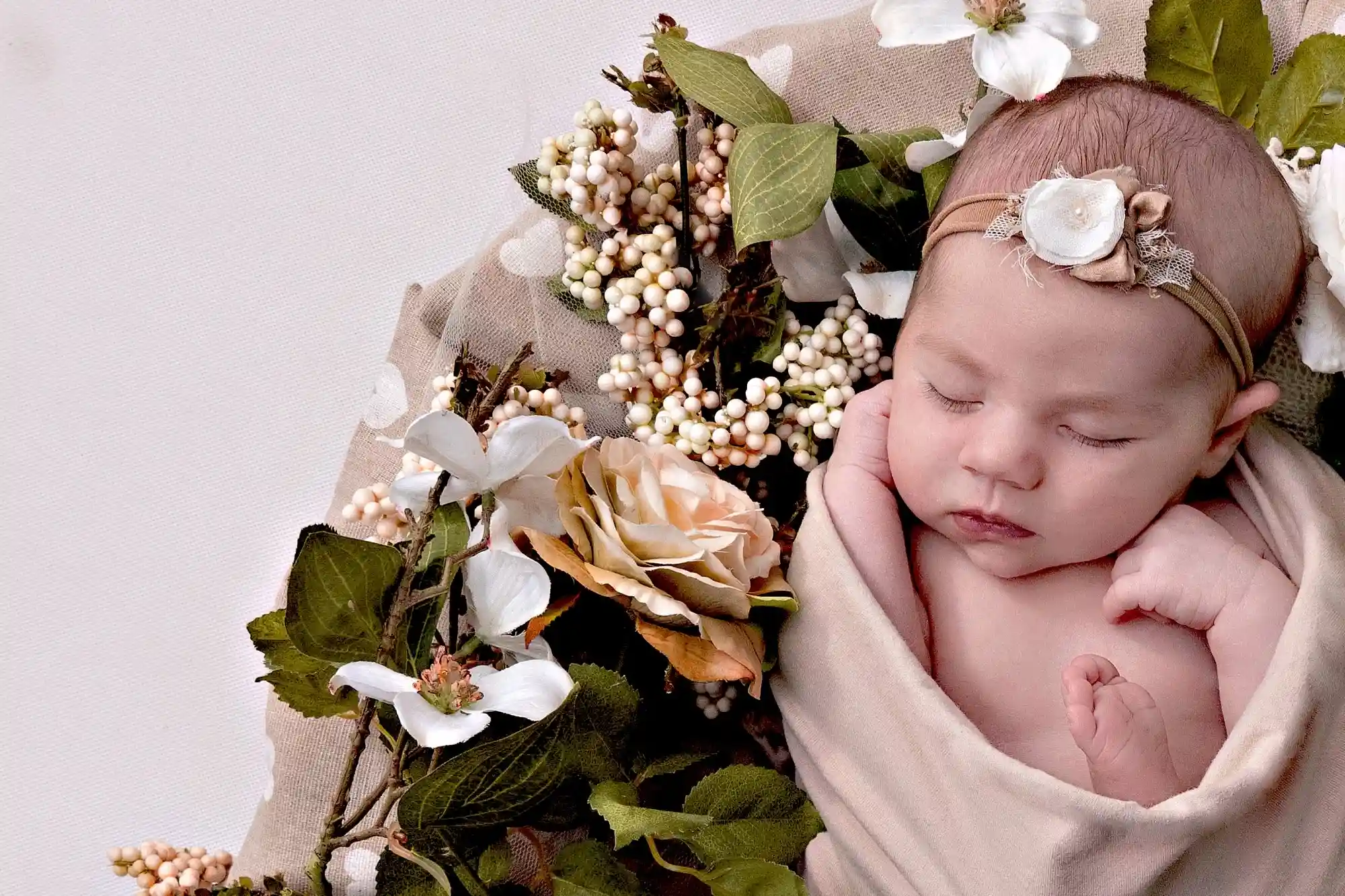 Seasonal newborn shoot with autumn leaves at Sky Portraits, North Shore, Sydney - seasonal newborn photography