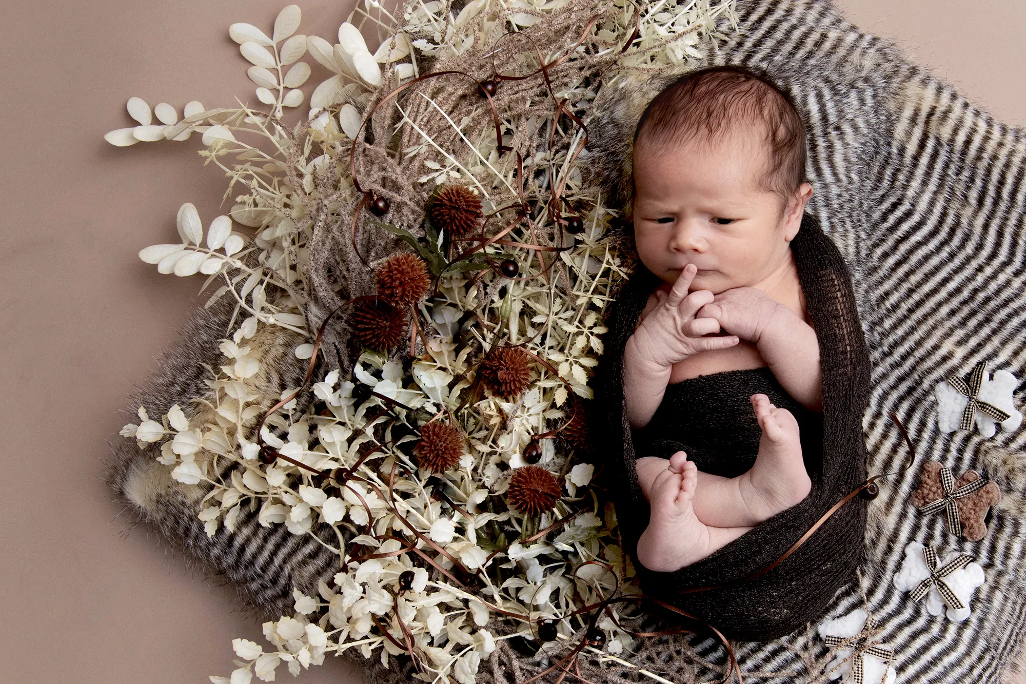 Dreamlike newborn photo with soft pastels at Sky Portraits, St Leonards, Sydney - creative newborn photographer